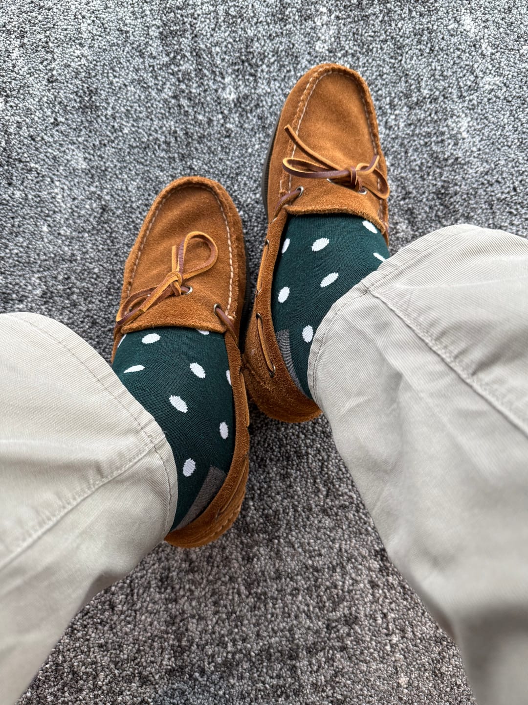 Customer photo review of The Patricks - Hunter Green and White Polka Dot Sock