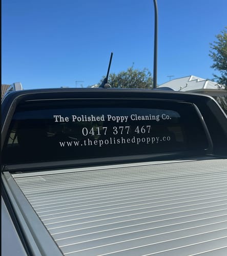 Customer photo review of Custom Business Info Window Sticker