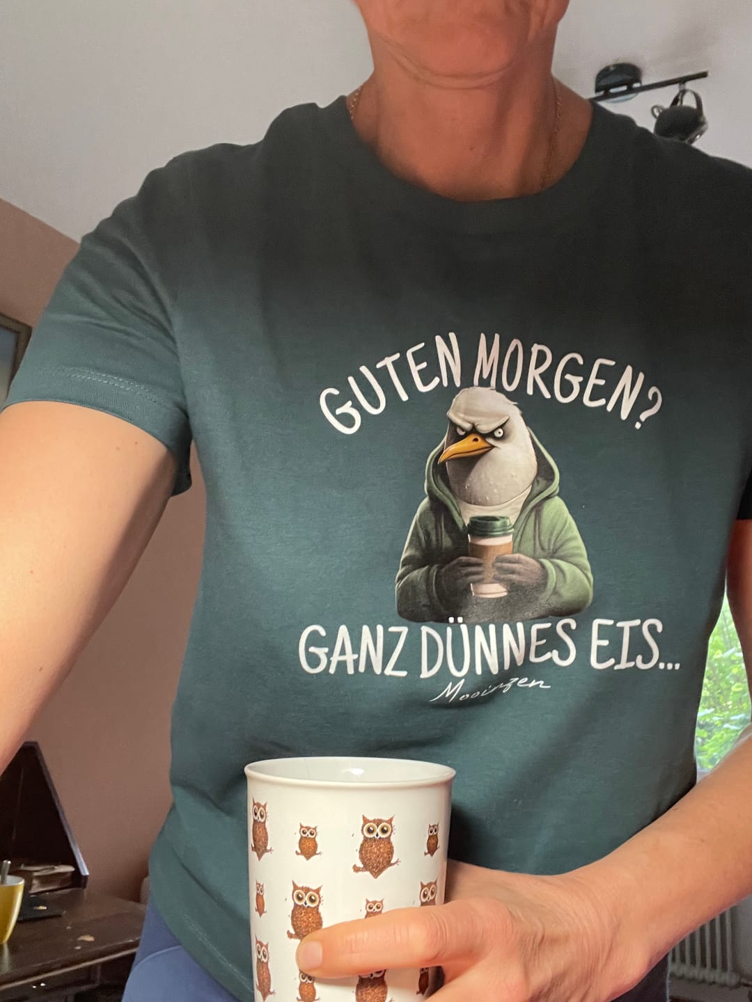 Customer photo review of Guten Morgen? ganz dünnes Eis.. · Damen Premium Bio T-Shirt 2.0