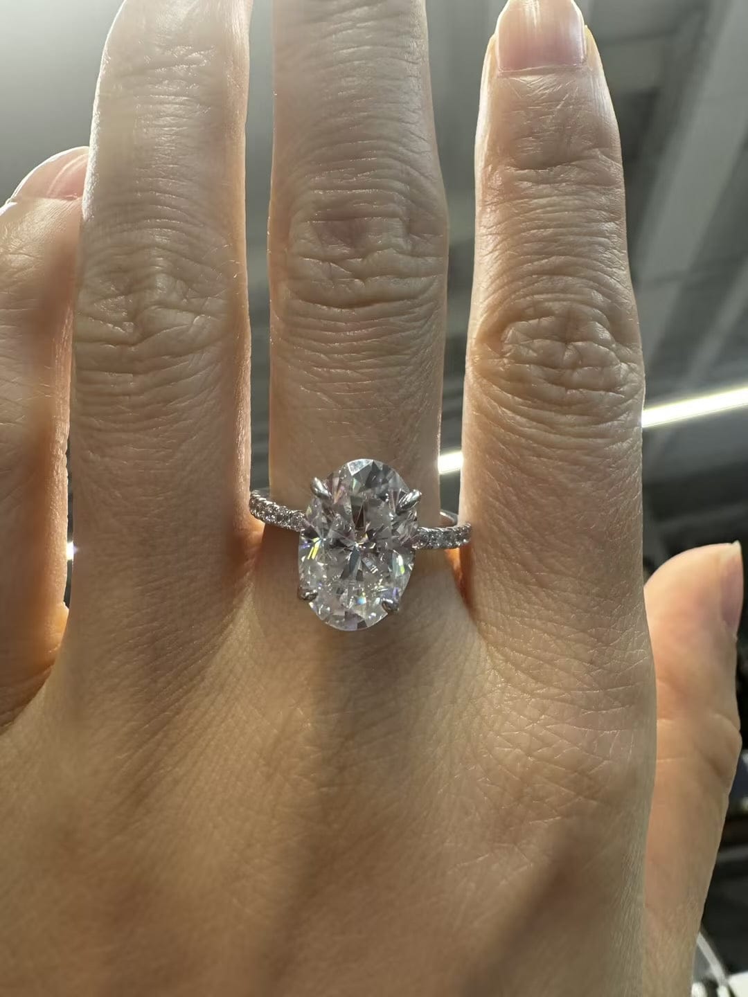 Customer photo review of S925 Moissanite 2.0 Ct~5.5 Ct Pavé Oval Cut Engagement Rings For Women