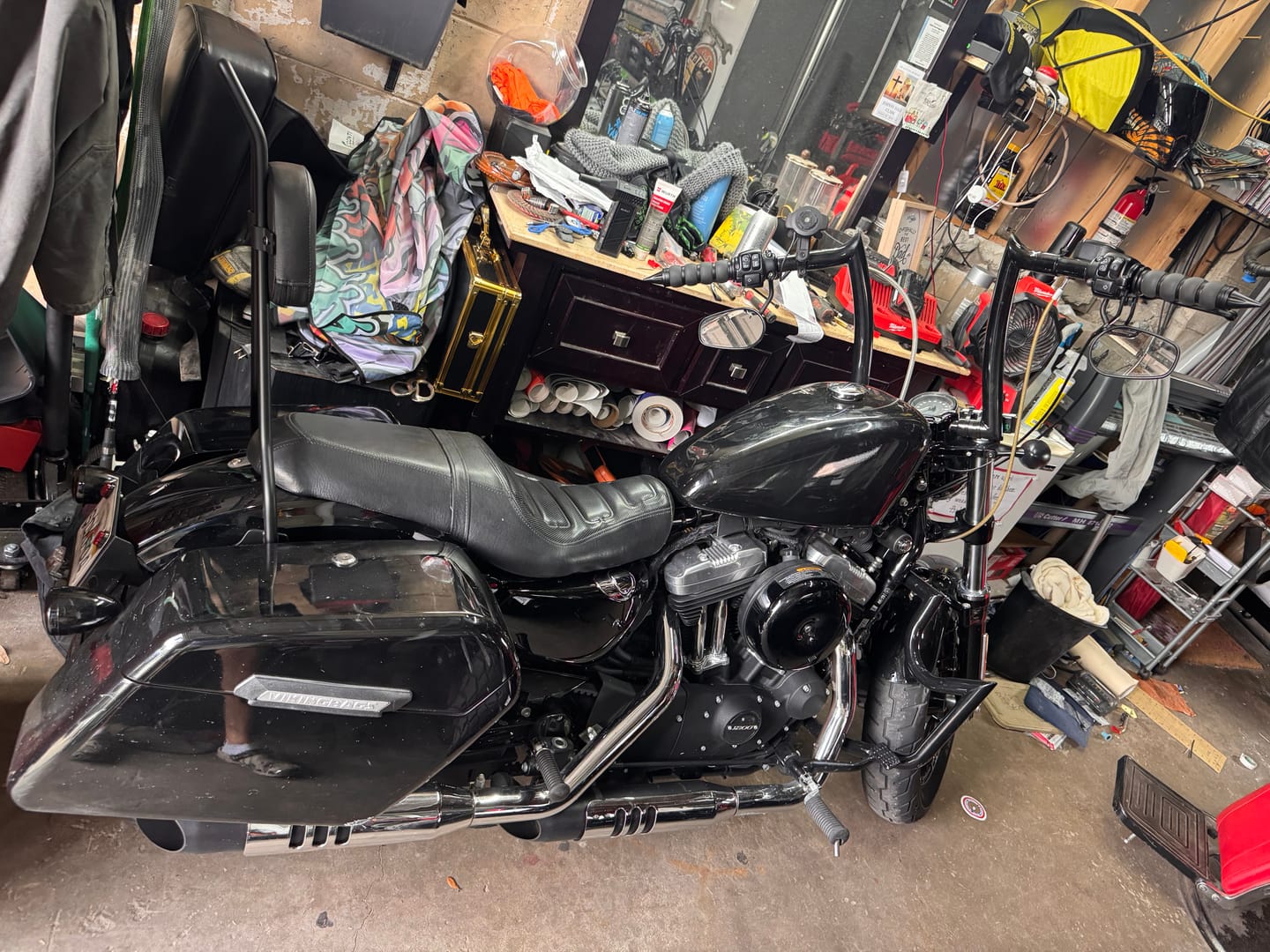 Customer photo review of Iron Born Blade 25" Sissy Bar for Harley Sportster Forty Eight Matte Black