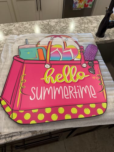 Customer photo review of Hello Summertime Beach Bag Door Hanger