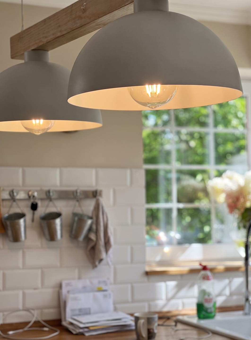 Customer photo review of OSLO White Scandinavian Pendant Light for Kitchen Island & Dining