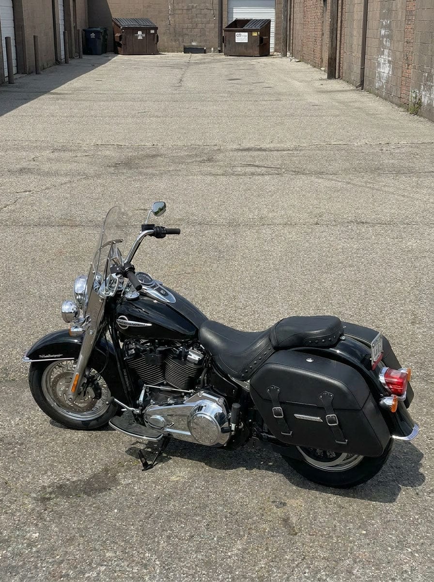 Customer photo review of 42L - Baldur Extra Large Leather Wrapped Motorcycle Hard Saddlebags for Harley Softail Heritage FLSTC/I
