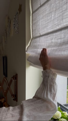 Customer photo review of Cassie Flat Fold Linen Blend Cordless Custom Roman Shade