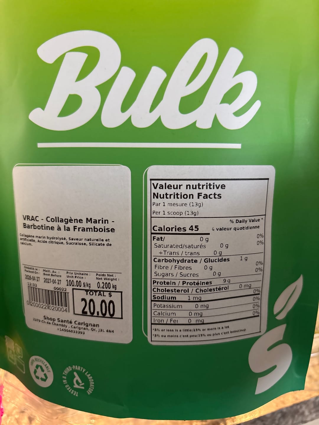 Customer photo review of VRAC - Collagène Marin - 100g
