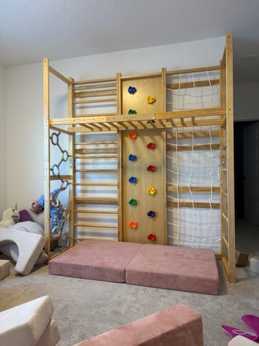 Customer photo review of Monkey Bar Attachment – For 95 Inch Walnut Swedish Ladder