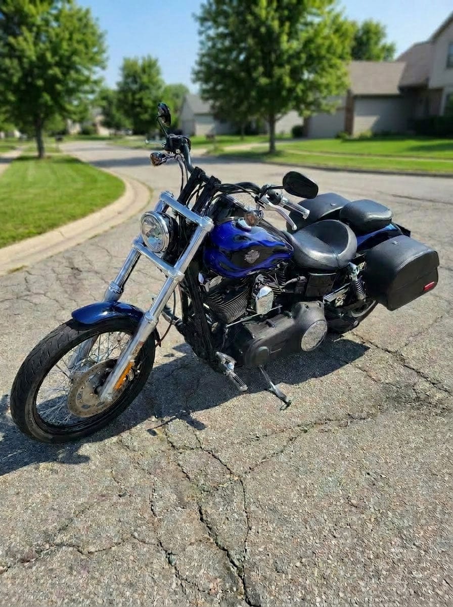 Customer photo review of 32L - Panzer Large Hard Mount Shock Cutout Saddlebags for Harley Dyna Wide Glide FXDWG/I