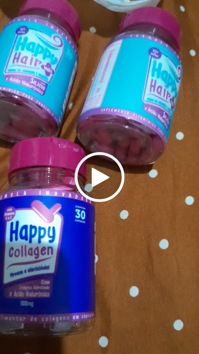 Customer video review of Happy Hair 3 Potes + 1 Colágeno Grátis