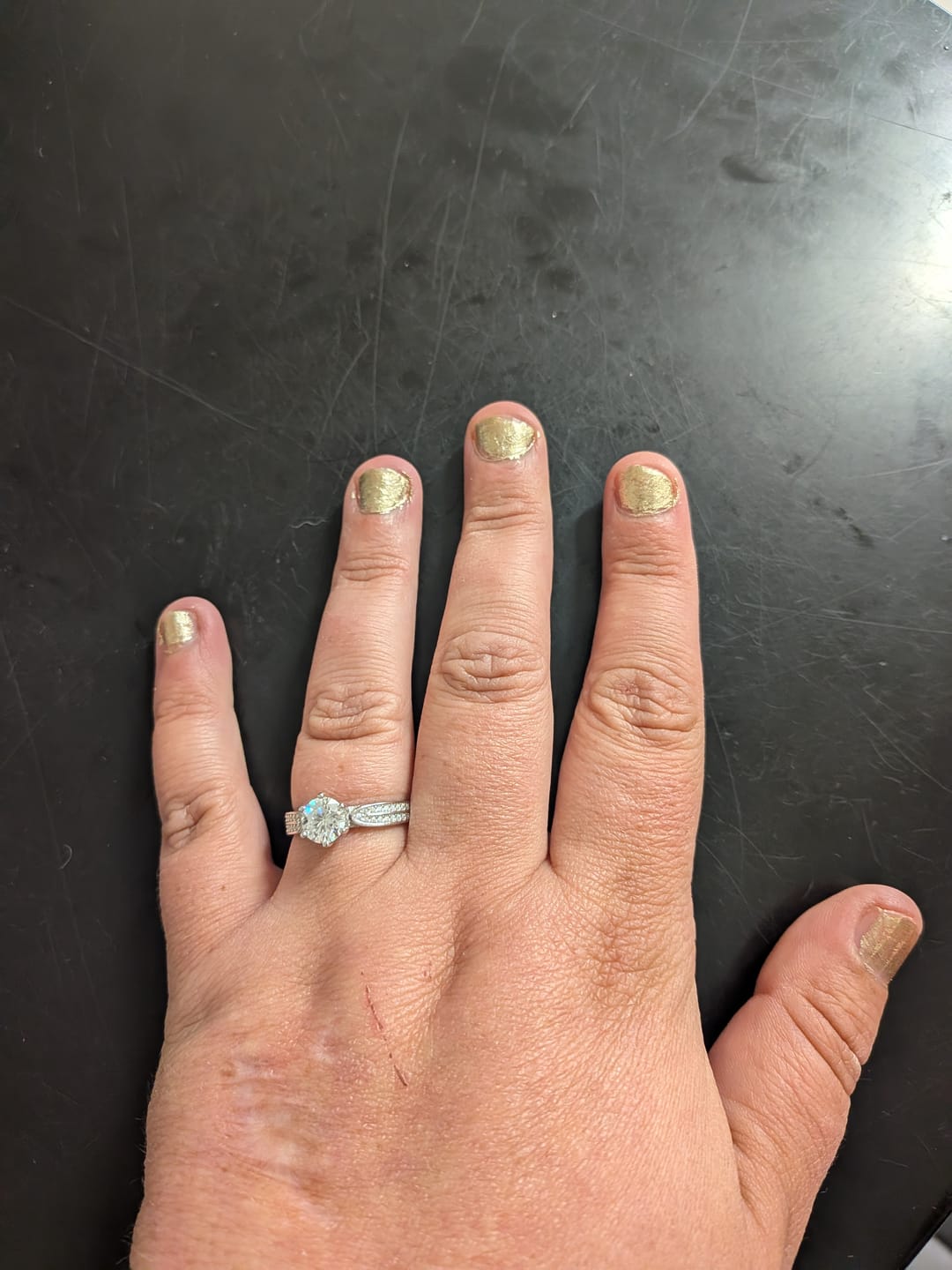 Customer photo review of White Gold 1ct Round Moissanite Wide Dazzle Ring