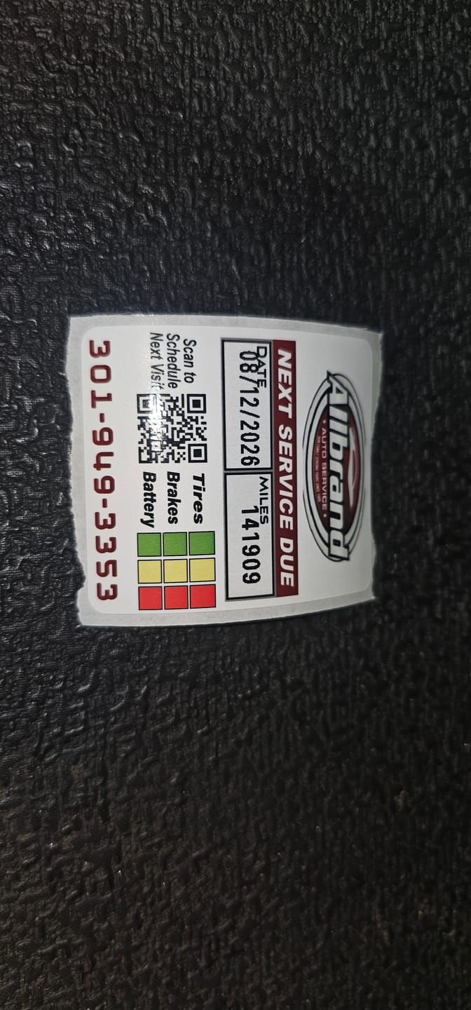 Customer photo review of Oil Change Sticker Printer System – Preloaded with 1000 Custom Labels, Ribbon & Standalone Keyboard