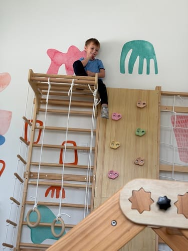 Customer photo review of Walnut | Swedish Ladder Jungle Gym - Wall Mounted