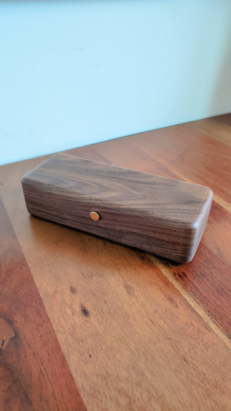 Customer photo review of GrainCase Minimalist Walnut Glasses Case