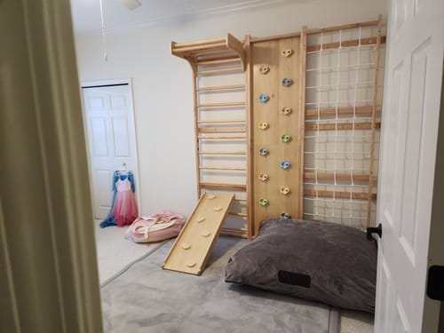 Customer photo review of Walnut | Swedish Ladder Jungle Gym - Wall Mounted