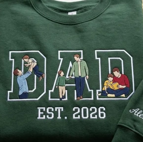 Customer photo review of Custom Photo Portrait Embroidery Sweatshirt T-shirt Father's Day- Gift For Dad