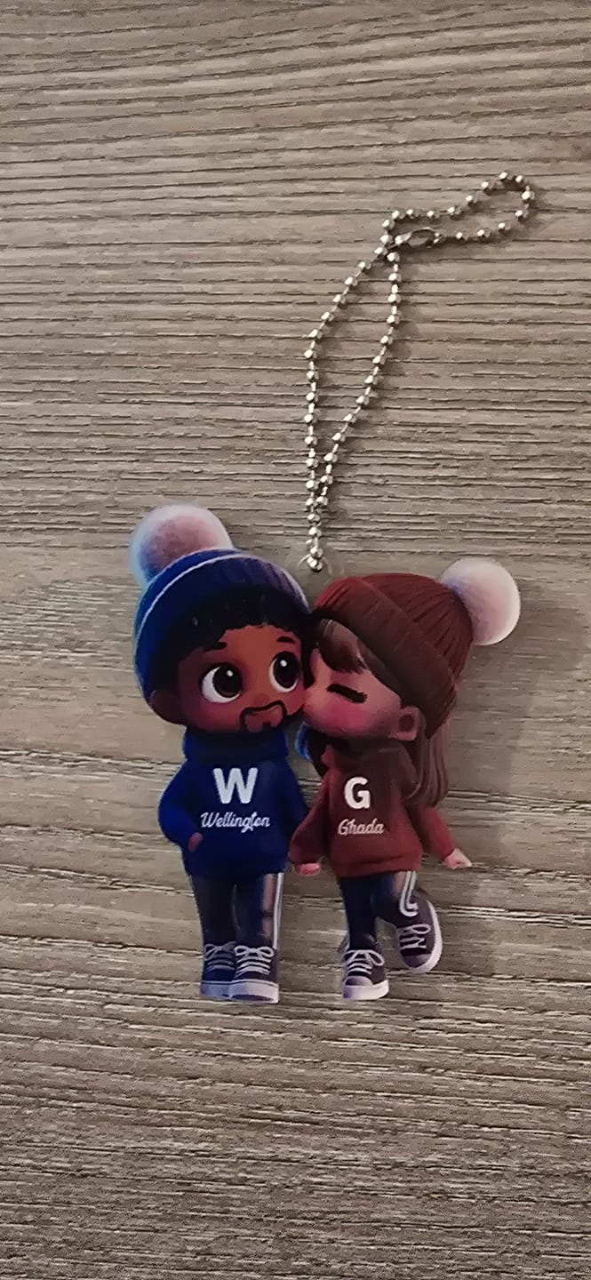 Customer photo review of Cute Cartoon Couple Walking Personalized Ornament