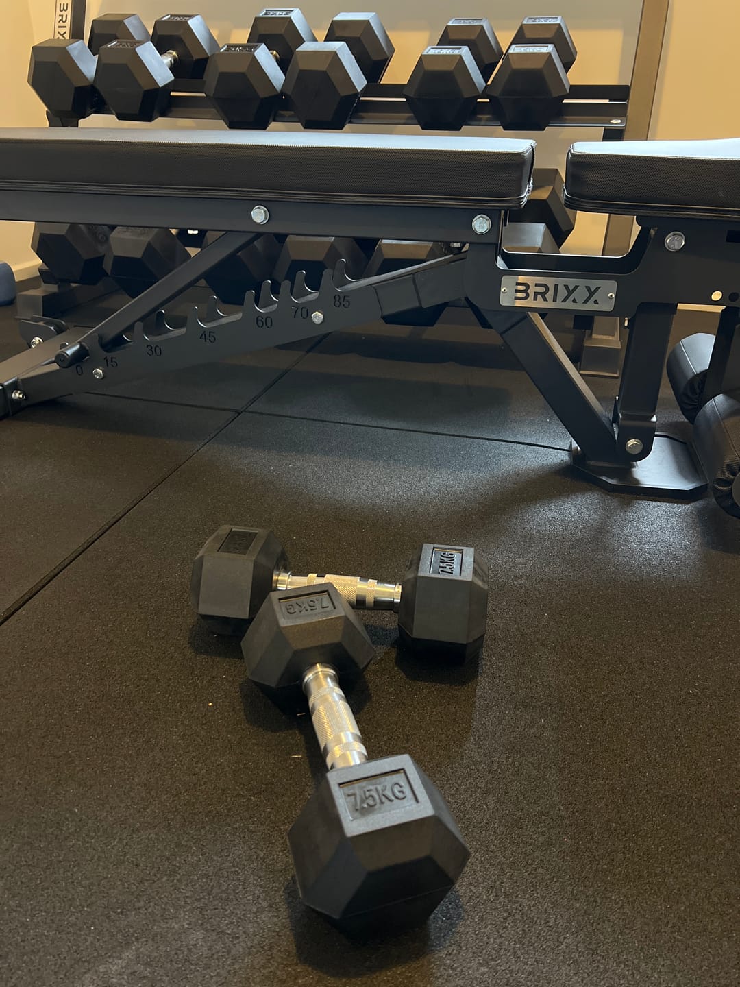 Customer photo review of Rubber Hex Dumbbells (sold in pairs)