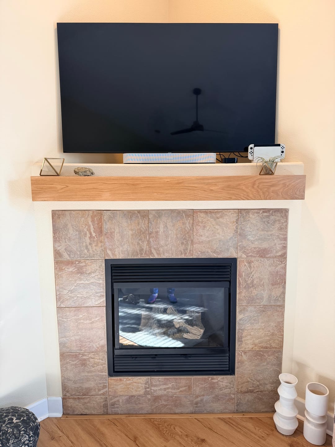 Customer photo review of White Oak Fireplace Mantel