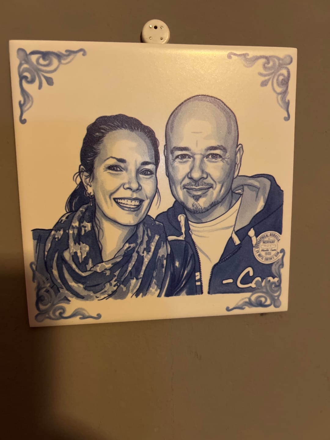 Customer photo review of Delfts Blauw tegeltje bedrukken met jouw foto
