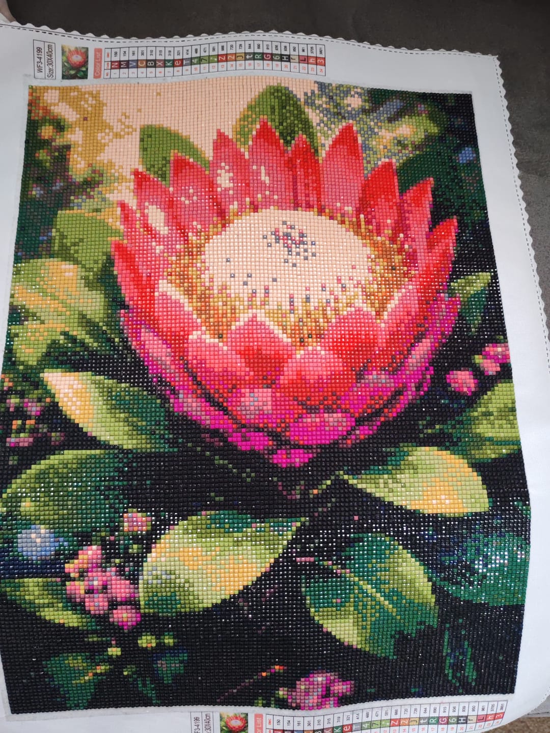 Customer photo review of Radiant King Protea Bloom Diamond Painting Kit