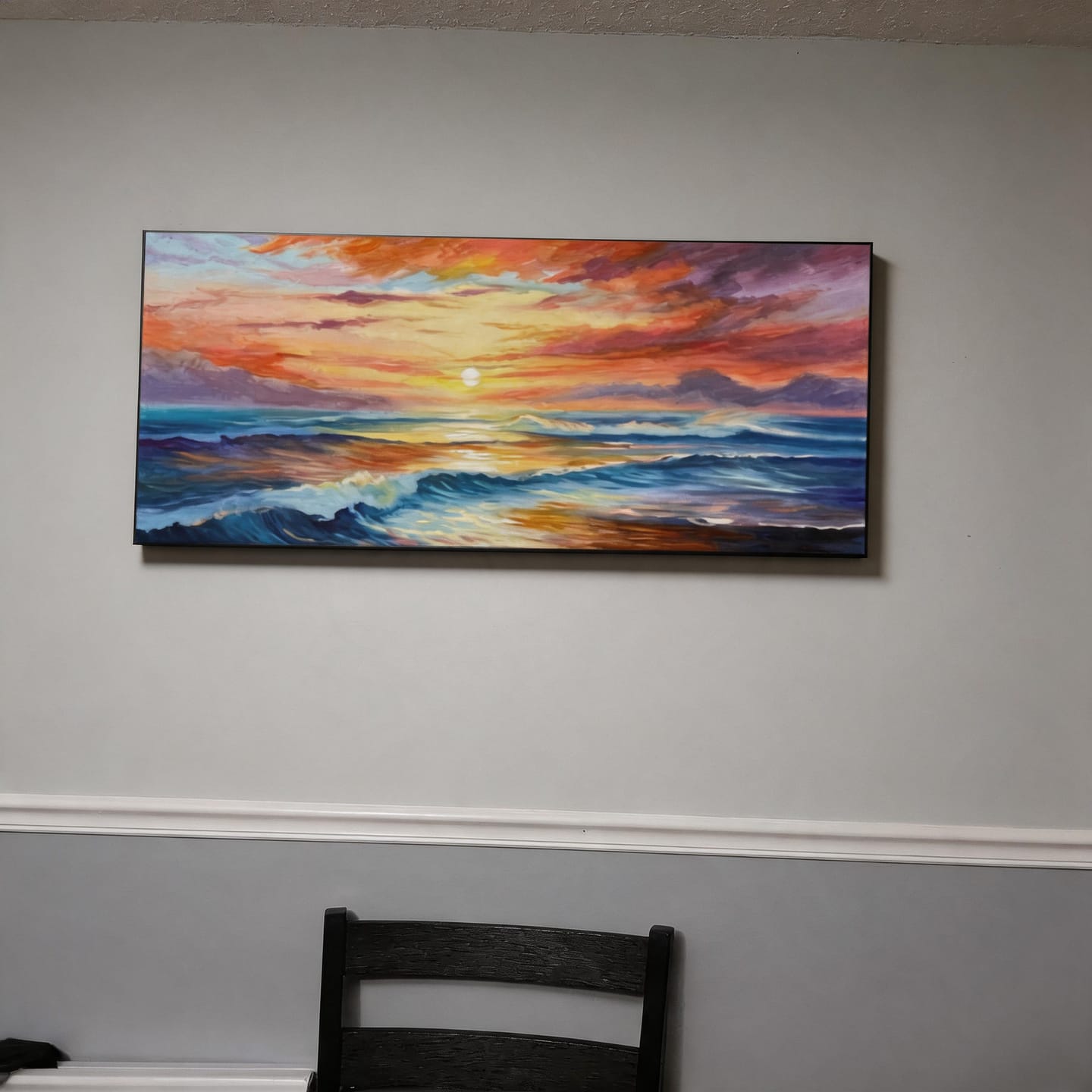 Customer photo review of Colorful Ocean And Sky Textured Painting Canvas #OS009