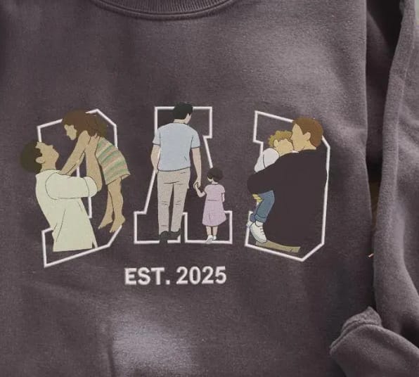 Customer photo review of Custom Photo Portrait Embroidery Sweatshirt T-shirt Father's Day- Gift For Dad
