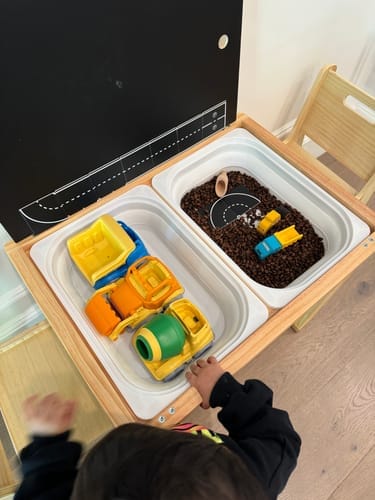 Customer photo review of Cordia Wooden Kids Activity Table & Chair Set – Montessori-Inspired Desk for Play & Learning