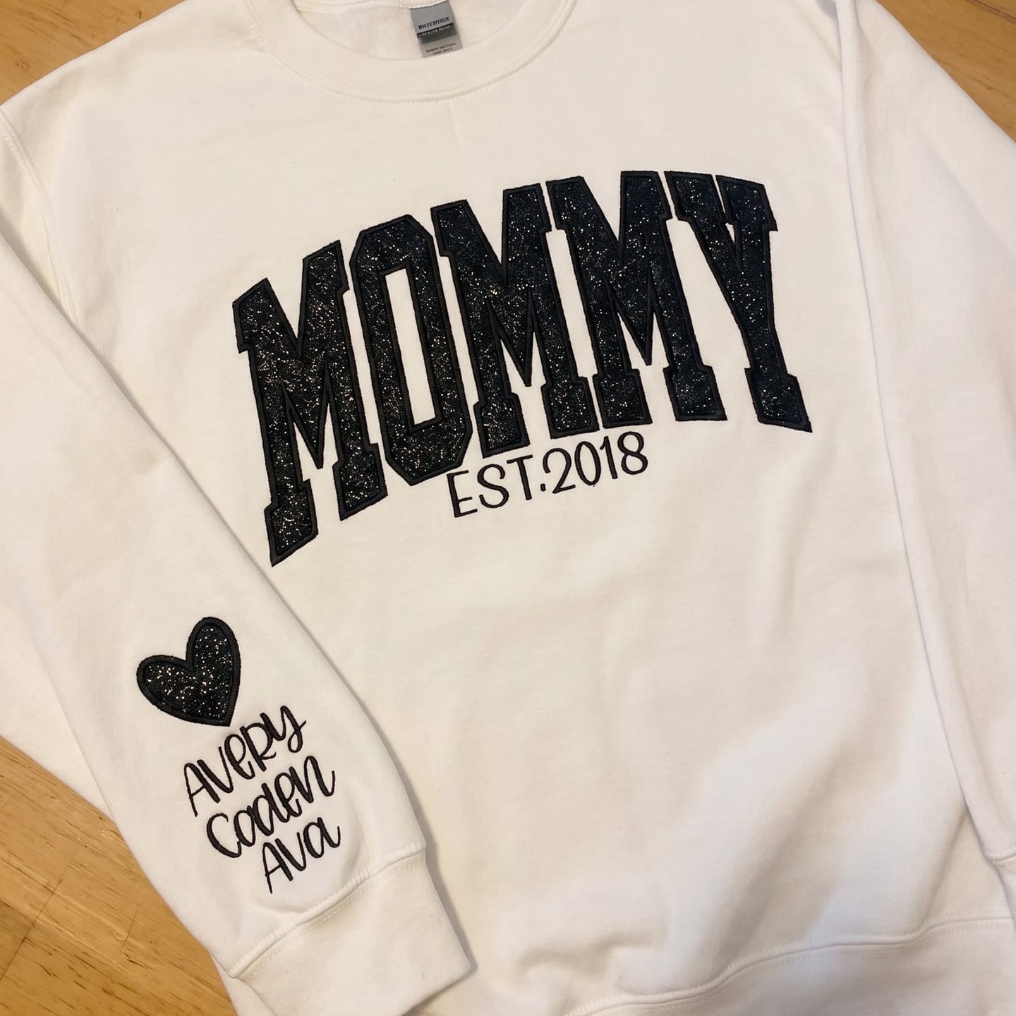 Customer photo review of Custom Embroidered Applique Glitter Mama Sweatshirt - Gift for Mom