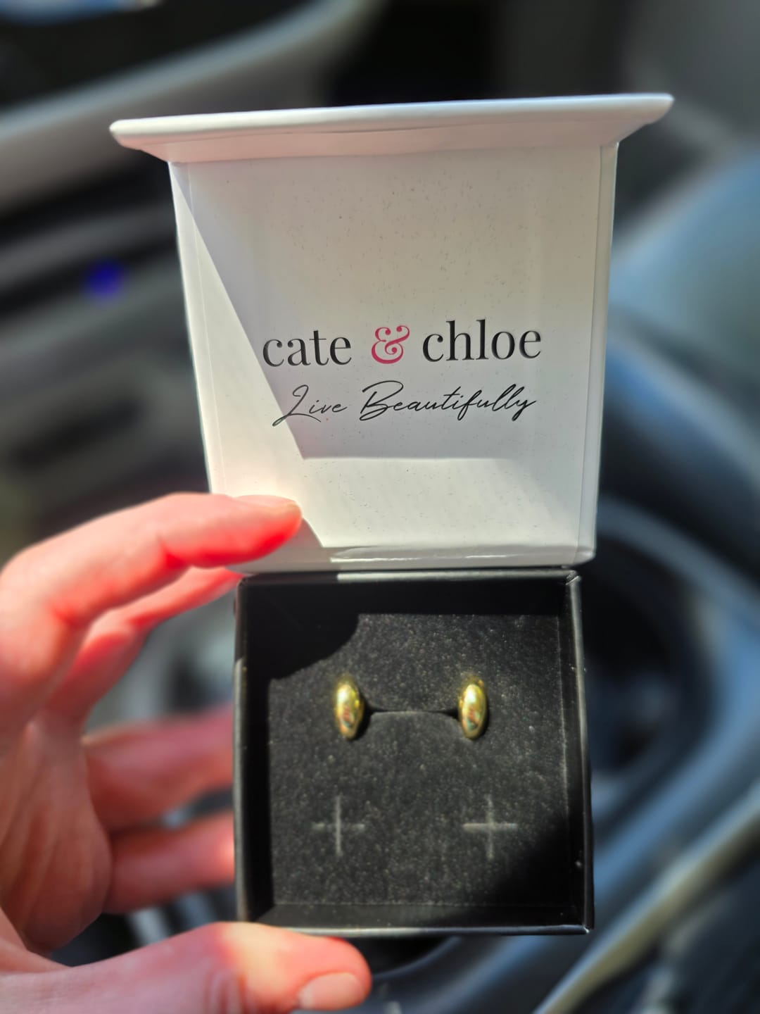 Customer photo review of Emersyn 18k White Gold Plated 14mm Hoop Earrings for Women
