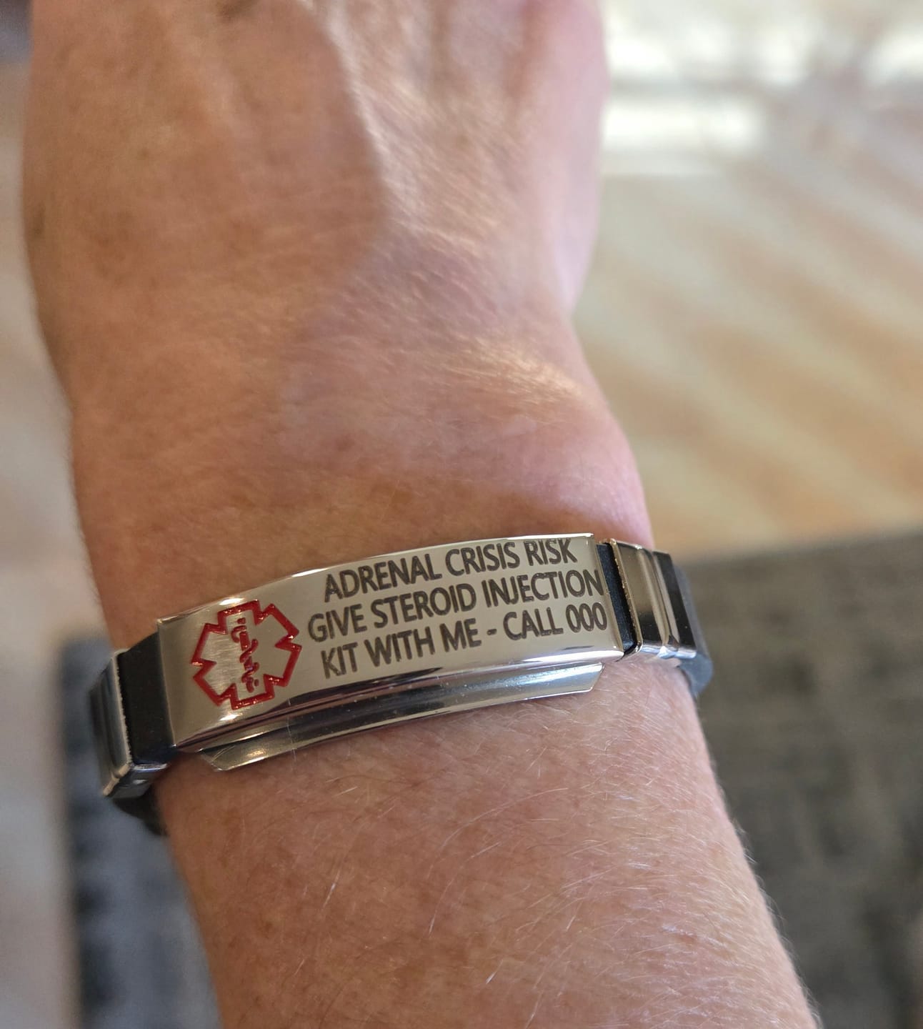 Customer photo review of Silicone Custom Medical ID Band