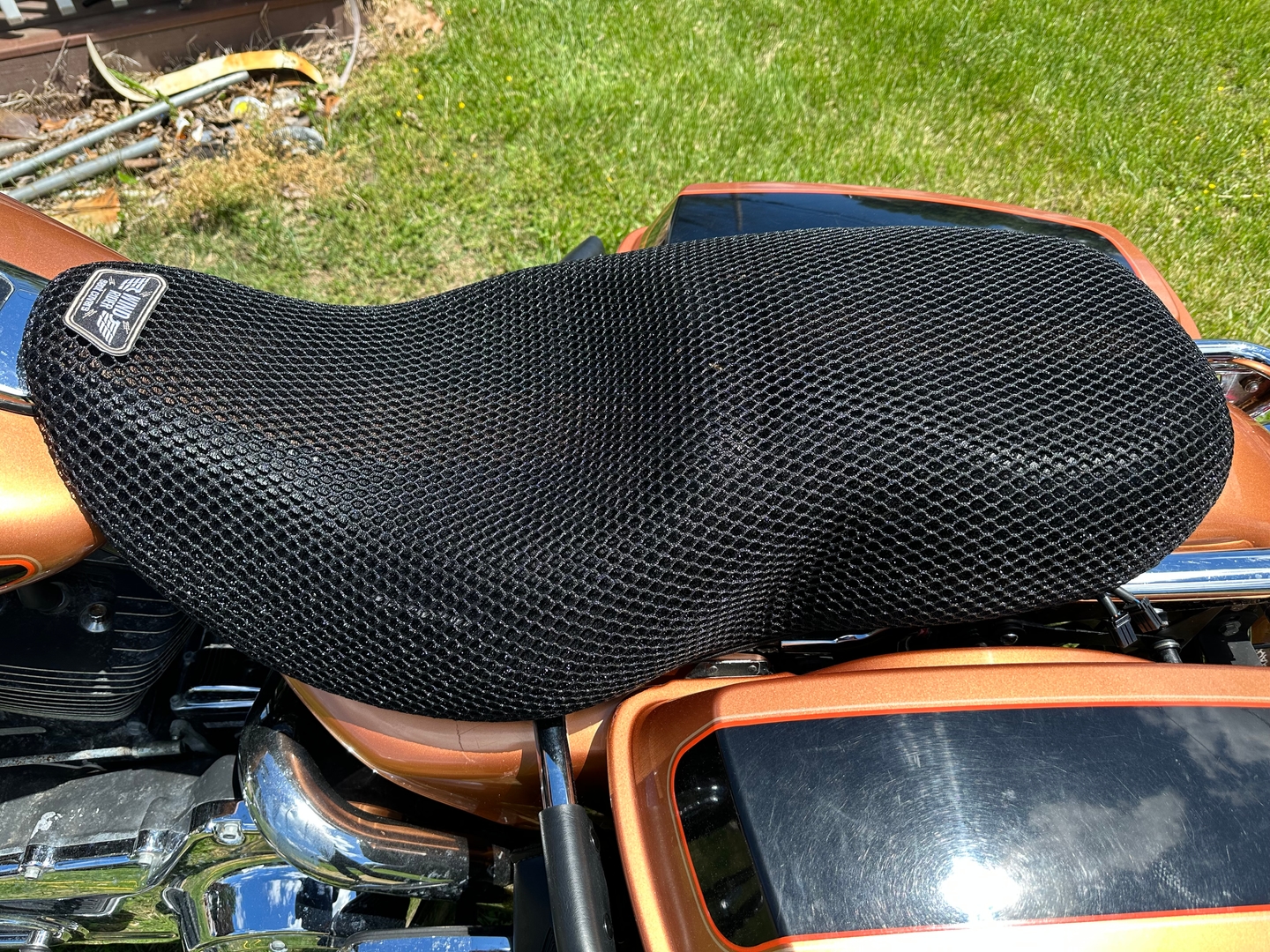 Wind Rider mesh seat cover on a Harley Davidson Road Glide
