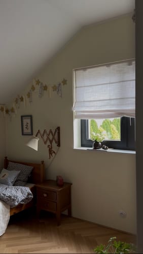 Customer photo review of Cassie Flat Fold Linen Blend Cordless Custom Roman Shade
