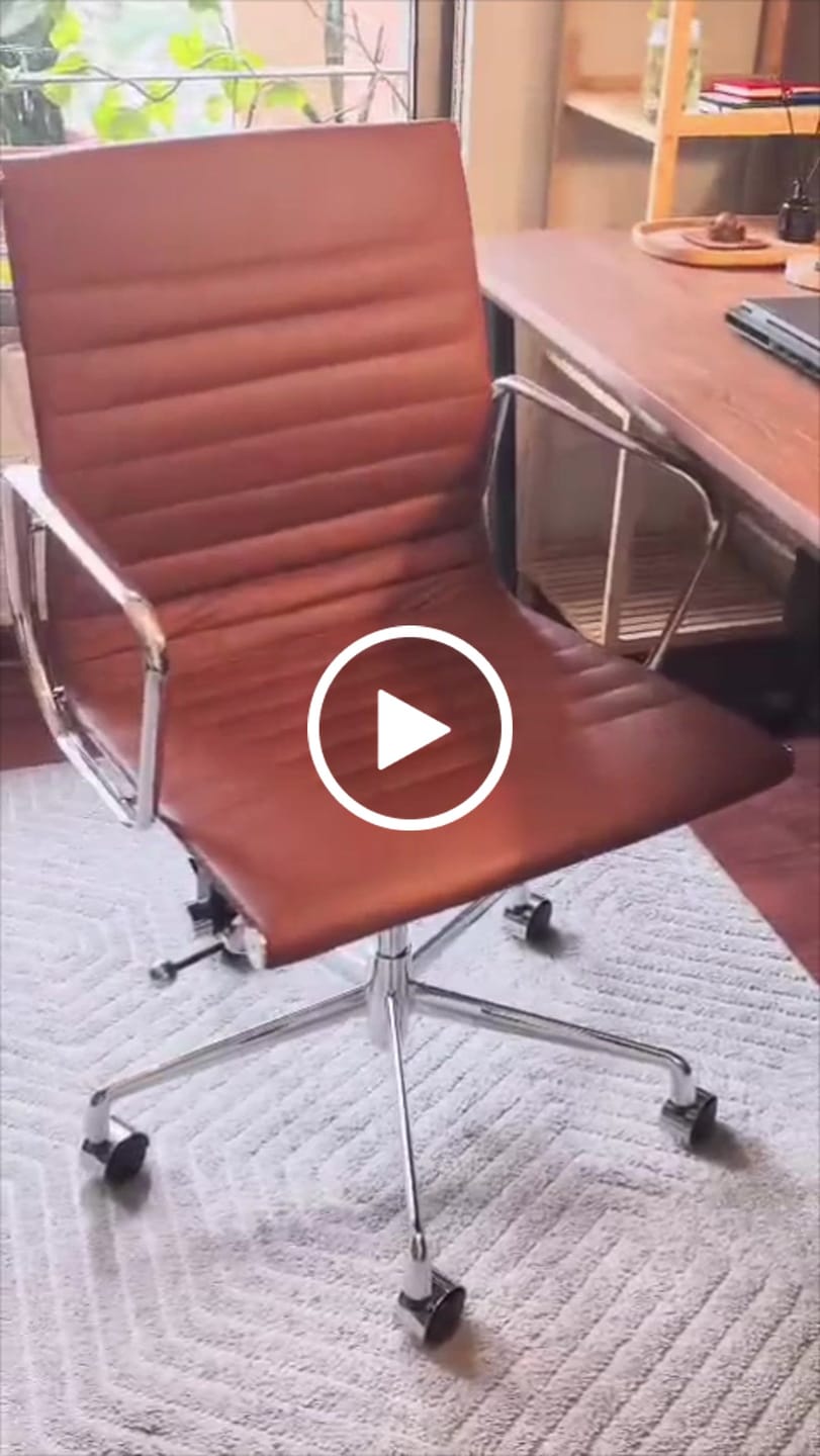 Customer video review of Silla Oficina Aluminium Caramel