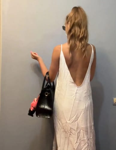 Customer photo review of Kori Backless Split Maxi Dress