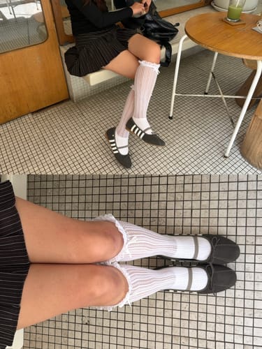 Customer photo review of Harmony Suede Ribbon Flats