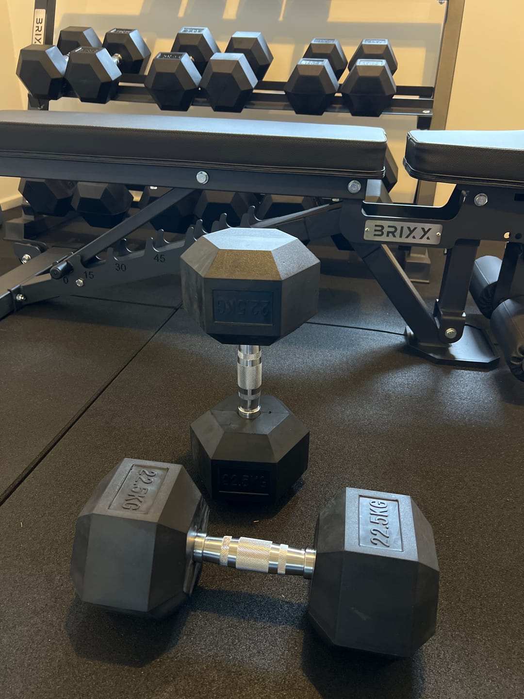 Customer photo review of Rubber Hex Dumbbells (sold in pairs)