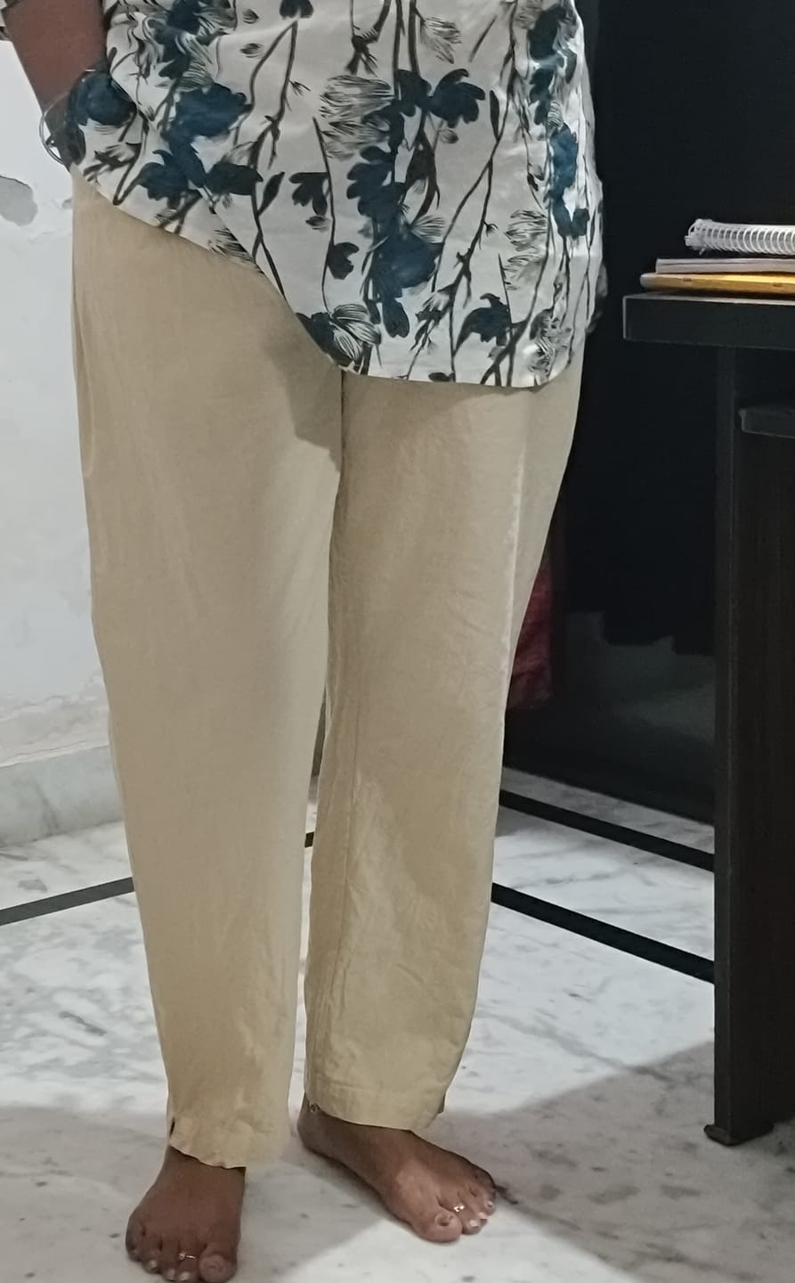 Customer photo review of Women Beige Cotton Pant