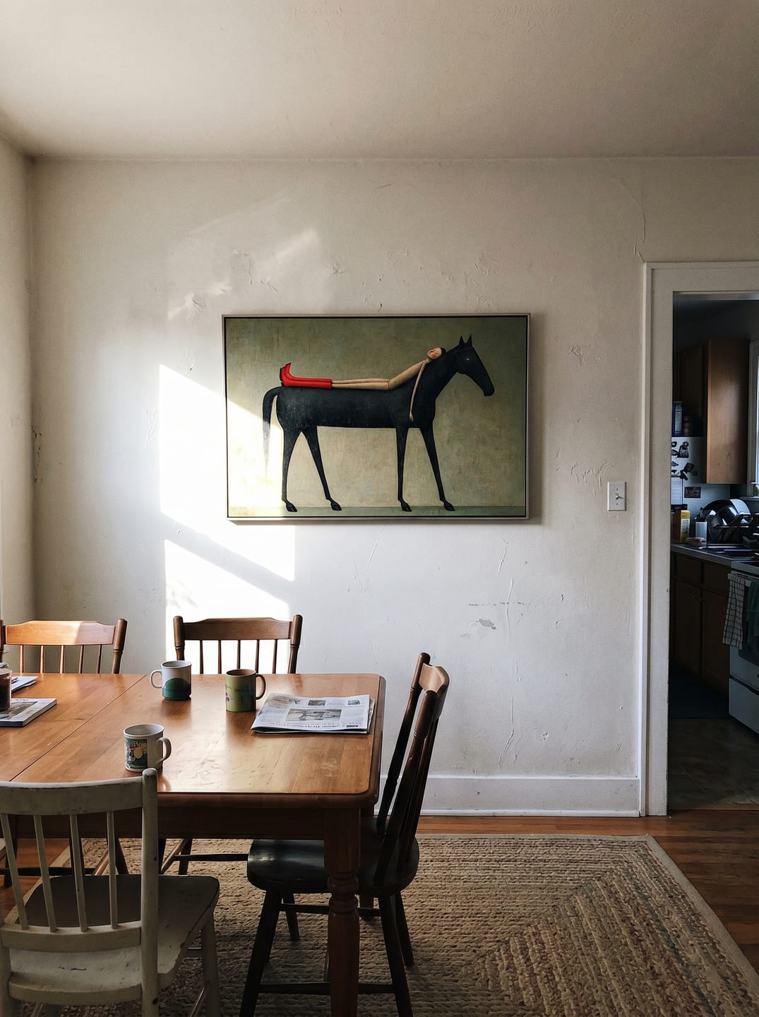 Customer photo review of Dreamy Companion – Modern Whimsical Canvas Art | Minimalist Surrealism Living Room Art