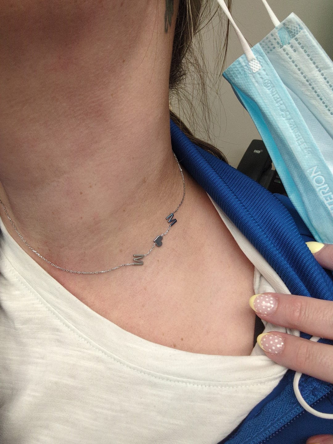 Customer photo review of Sideways Letter Necklace