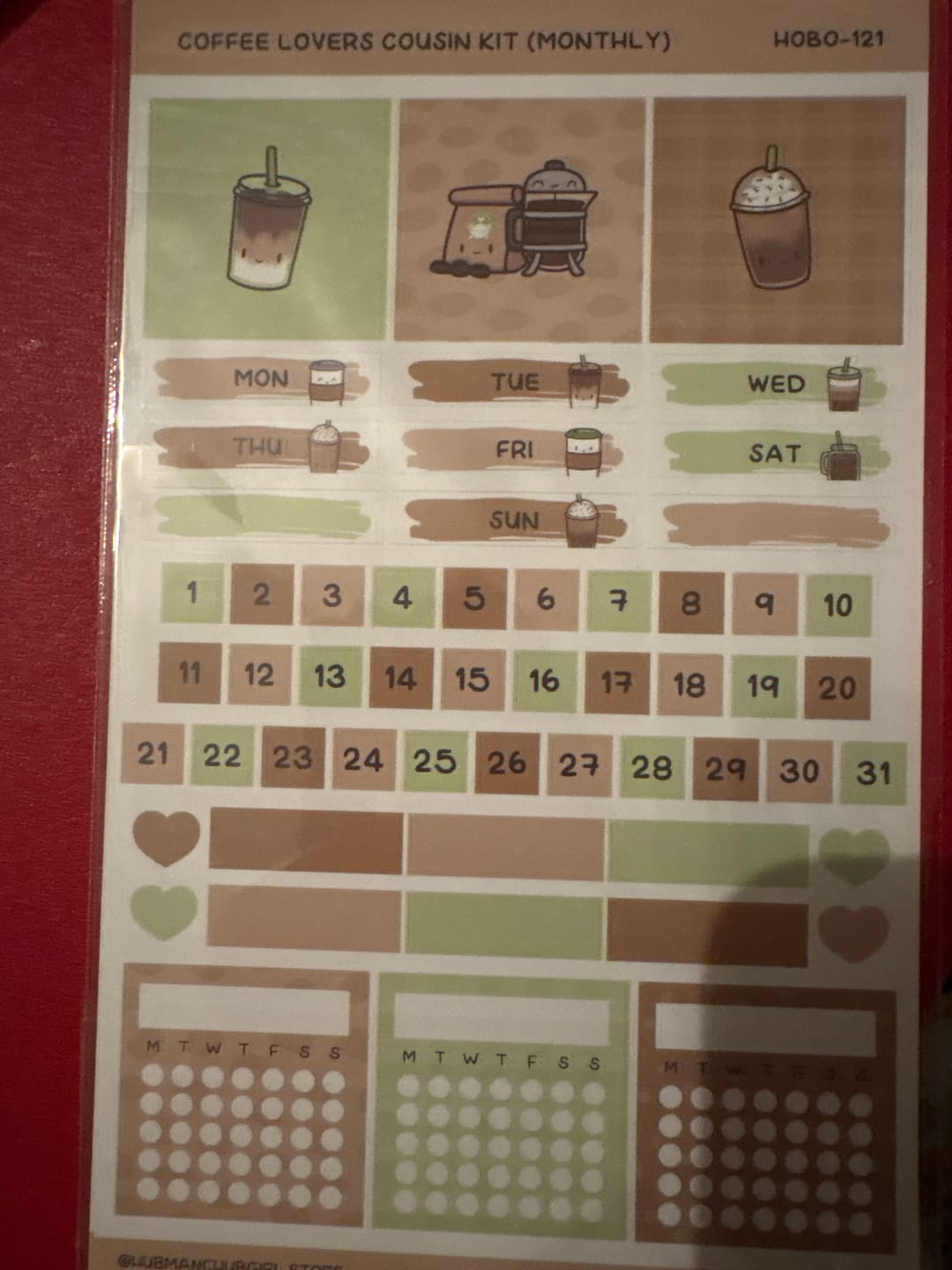 Customer photo review of Coffee Lovers Theme Hobonichi Cousin Monthly Kit (Set of 2)