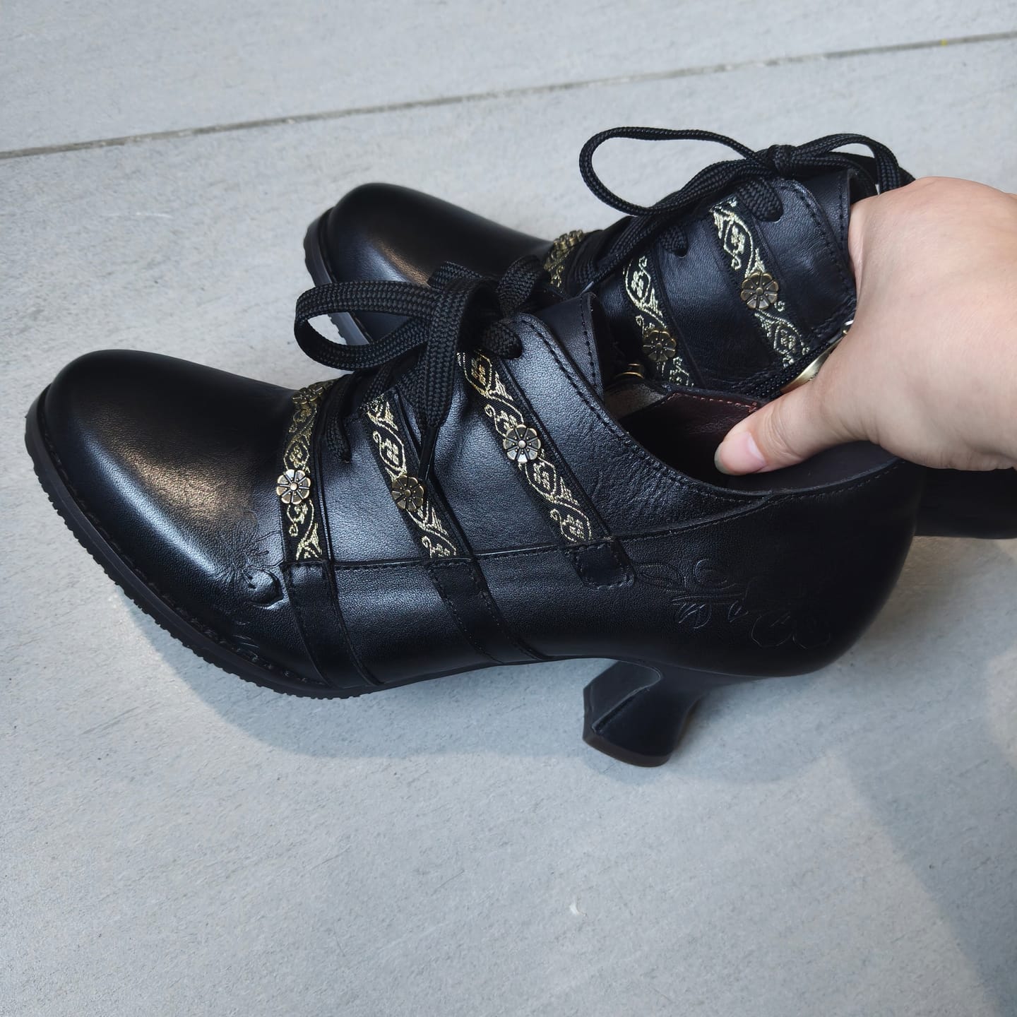 Customer photo review of Vintage Boho Lace-Up Pumps