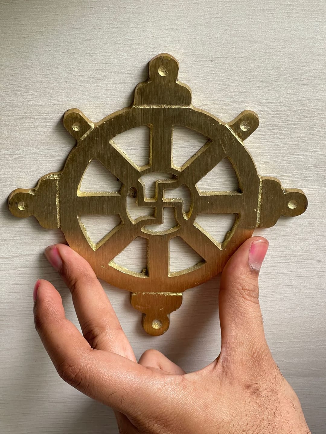 Customer photo review of Brass Chakra Satiya Helix – Vastu Remedy for West Direction Correction | Energy Balance Support | 4.5 Inch
