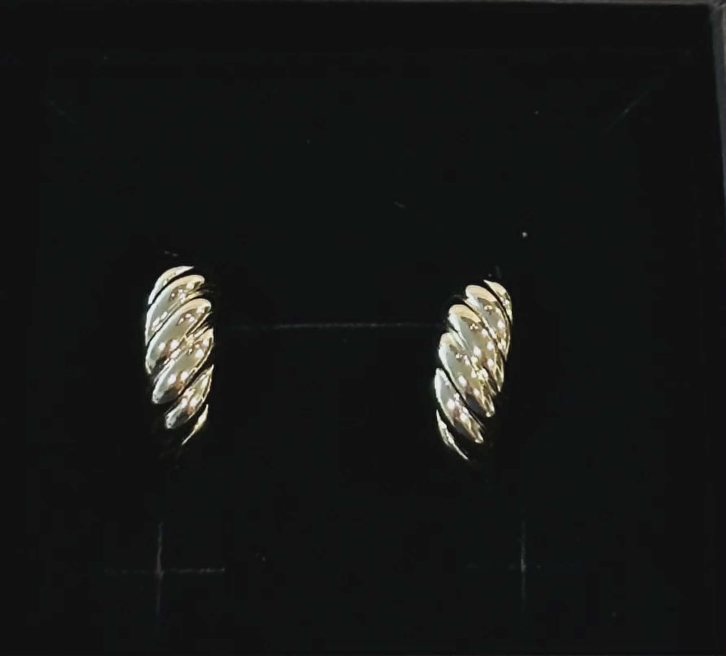 Customer photo review of Lakelynn 18k White Gold Plated 24mm Twisted Semi-Hoop Earrings for Women