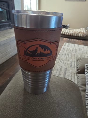 Customer photo review of Custom Leather Tumbler 20 oz Stainless Steel Insulated Premium Polar Camel