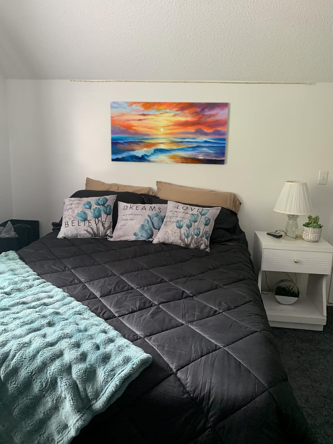 Customer photo review of Colorful Ocean And Sky Textured Painting Canvas #OS009
