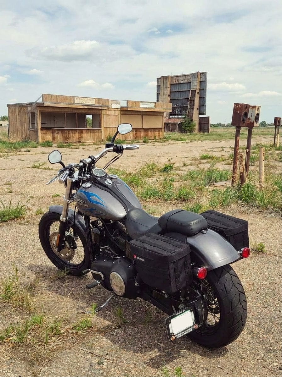 Customer photo review of 18L - Patriot Medium Motorcycle Throw Over Saddlebags for Harley Dyna Wide Glide FXDWG/I