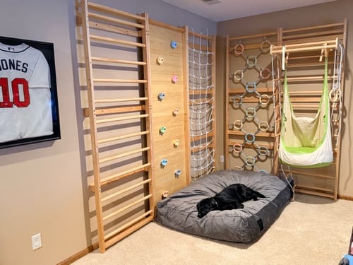Customer photo review of Walnut Modular | Swedish Ladder Jungle Gym - Wall Mounted