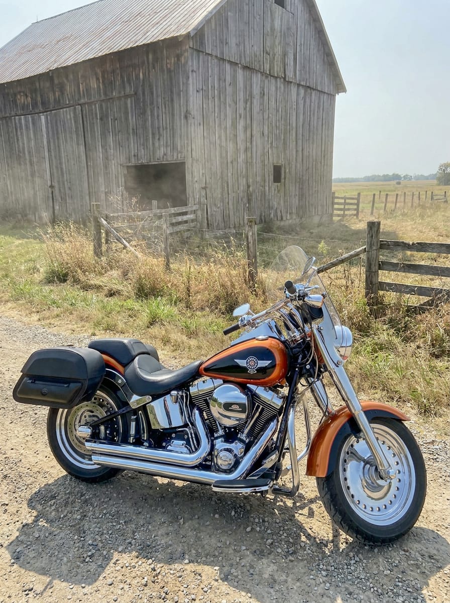 Customer photo review of 28L - Pantheon Medium Quick Mount Motorcycle Saddlebags for Harley Softail Fat Boy FLSTF/I