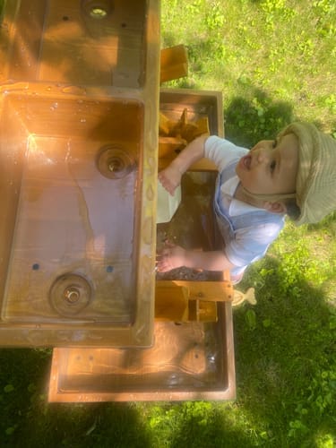 Customer photo review of Outdoor Wooden Water Table for Toddlers | Kids’ Sensory Play Station