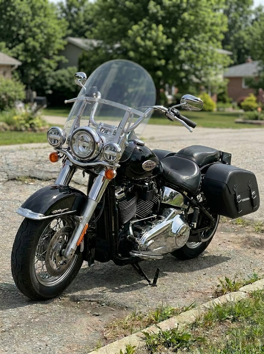 Customer photo review of 42L - Baldur Extra Large Leather Wrapped Motorcycle Hard Saddlebags for Harley Softail Heritage FLSTC/I